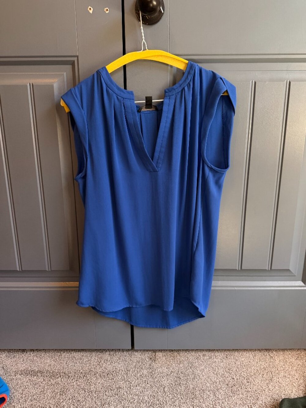 J.Crew Royal Blue Sleeveless Split-Neck Blouse — Size 6